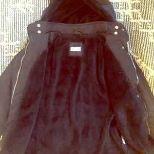 Girls black faux fur lined winter jacket - H & M